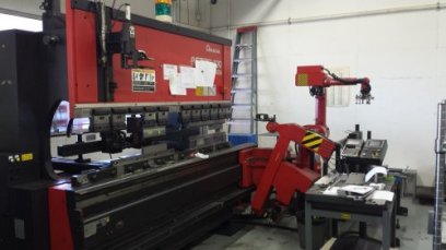 Press Brakes with CNC Back Gauges - AMADA ASTRO 100M ROBOTIC BENDING CELL W/FBDIII 8025M CNC PRESS BRAKE, ERX1210, AND ASTRO 100 ROBOTS