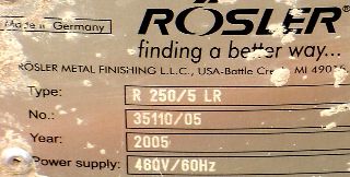 Rosler R250/5LR VIBRATORY FINISHER - Haga clic para agrandar la imagen