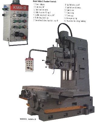 New Vertical Mills - 86.6 Table 20HP Spindle Sharp KMA-3 Vertical Mill VERTICAL MILL, Bed-Type,