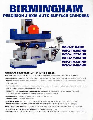 New Surface Grinders - 10 Width 20 Length Birmingham WSG-1020AHD 3 Axis Automatic SURFACE GRINDE